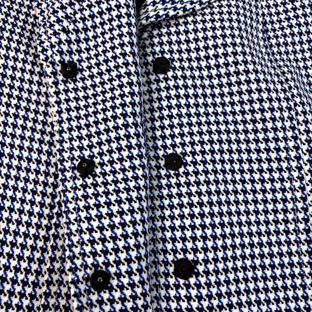 Tahari Arthur S. Levine Womens 14P Blue Houndstooth Blazer Shawl Collar Jacket - Picture 6 of 13